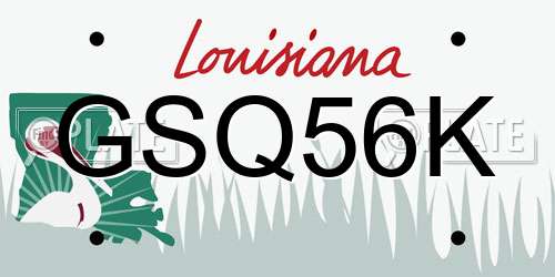 GSQ56K Louisiana License Plate