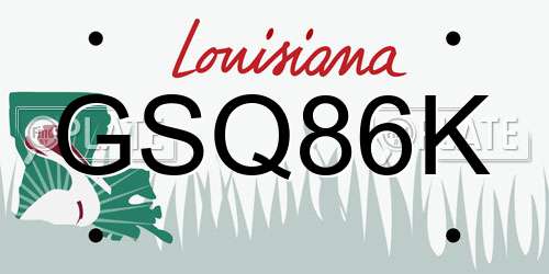 GSQ86K Louisiana License Plate