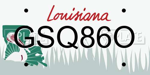 GSQ86O Louisiana License Plate
