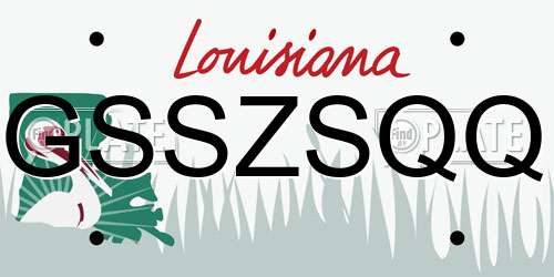 GSSZSQQ Louisiana License Plate