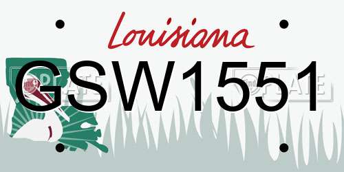 GSW1551 Louisiana License Plate