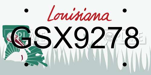 GSX9278 Louisiana License Plate