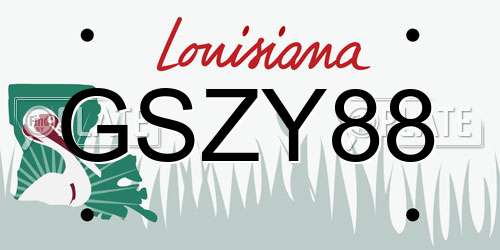 GSZY88 Louisiana License Plate