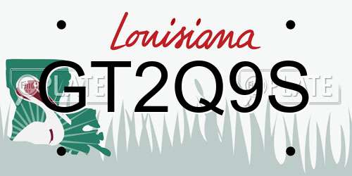 GT2Q9S Louisiana License Plate