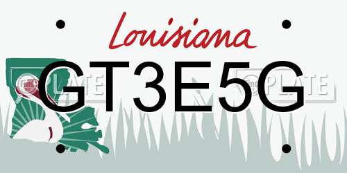 GT3E5G Louisiana License Plate