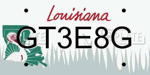 GT3E8G Louisiana License Plate