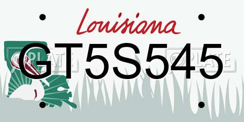 GT5S545 Louisiana License Plate