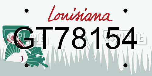 GT78154 Louisiana License Plate