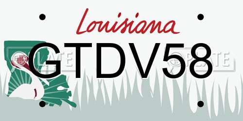 GTDV58 Louisiana License Plate