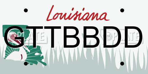 GTTBBDD Louisiana License Plate