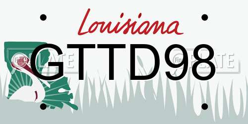 GTTD98 Louisiana License Plate