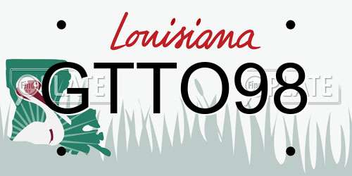 GTTO98 Louisiana License Plate