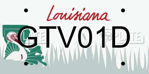 GTV01D Louisiana License Plate