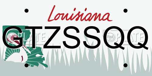 GTZSSQQ Louisiana License Plate