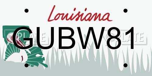 GUBW81 Louisiana License Plate