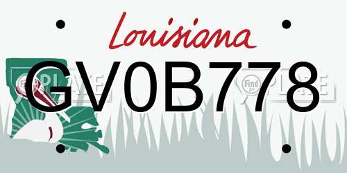 GV0B778 Louisiana License Plate
