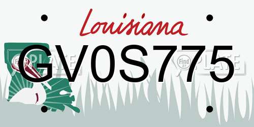 GV0S775 Louisiana License Plate