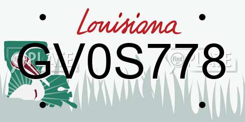 GV0S778 Louisiana License Plate