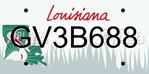 GV3B688 Louisiana License Plate