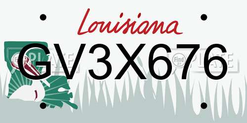 GV3X676 Louisiana License Plate
