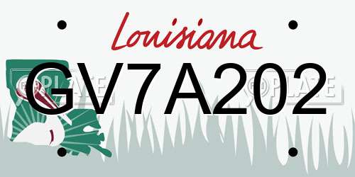 GV7A202 Louisiana License Plate