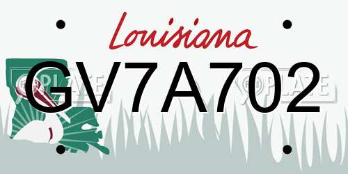 GV7A702 Louisiana License Plate