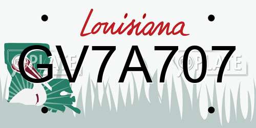GV7A707 Louisiana License Plate