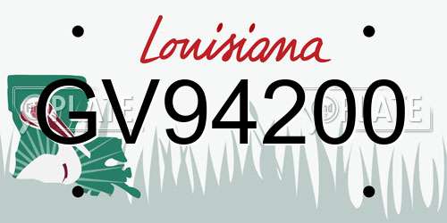 GV94200 Louisiana License Plate