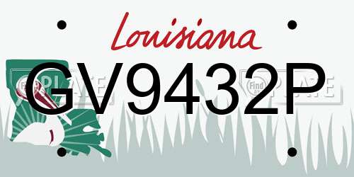 GV9432P Louisiana License Plate