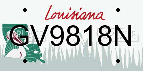 GV9818N Louisiana License Plate