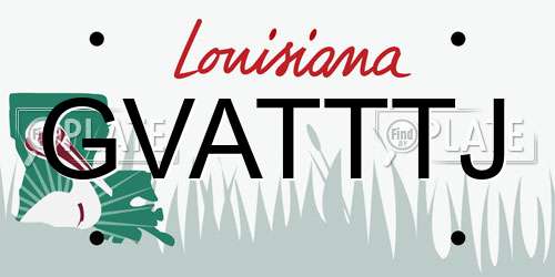 GVATTTJ Louisiana License Plate