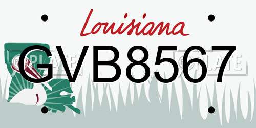 GVB8567 Louisiana License Plate