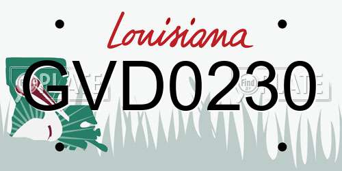 GVD0230 Louisiana License Plate