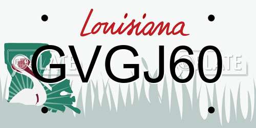 GVGJ60 Louisiana License Plate
