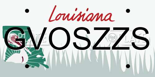 GVOSZZS Louisiana License Plate