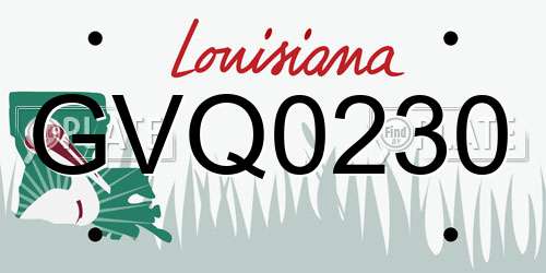 GVQ0230 Louisiana License Plate