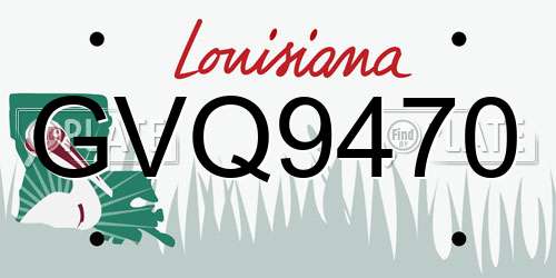 GVQ9470 Louisiana License Plate