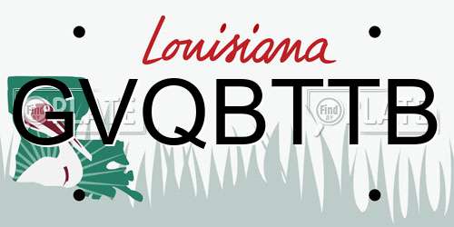 GVQBTTB Louisiana License Plate