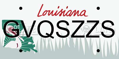 GVQSZZS Louisiana License Plate