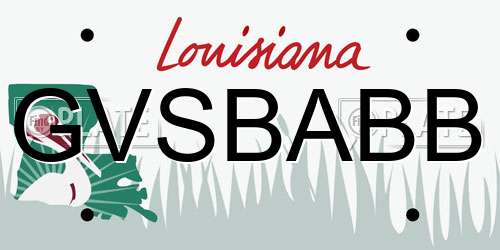 GVSBABB Louisiana License Plate