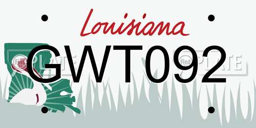 GWT092 Louisiana License Plate