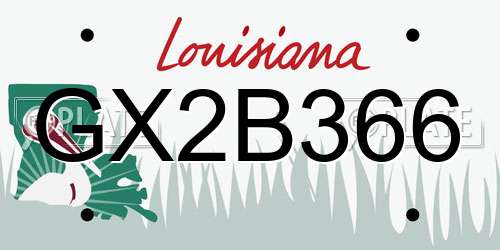 GX2B366 Louisiana License Plate