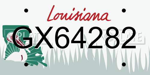 GX64282 Louisiana License Plate