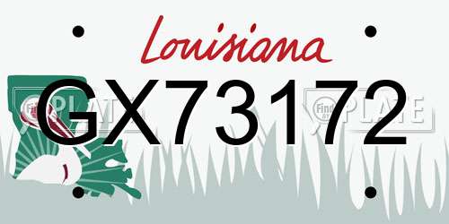 GX73172 Louisiana License Plate