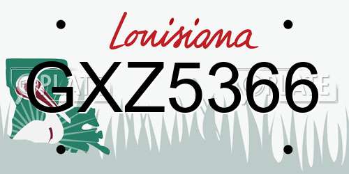 GXZ5366 Louisiana License Plate