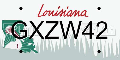GXZW42 Louisiana License Plate