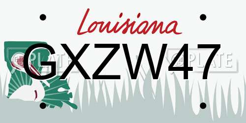 GXZW47 Louisiana License Plate