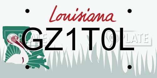GZ1T0L Louisiana License Plate