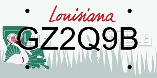 GZ2Q9B Louisiana License Plate