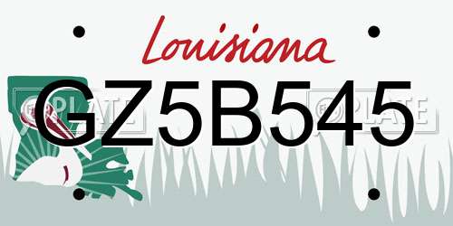 GZ5B545 Louisiana License Plate